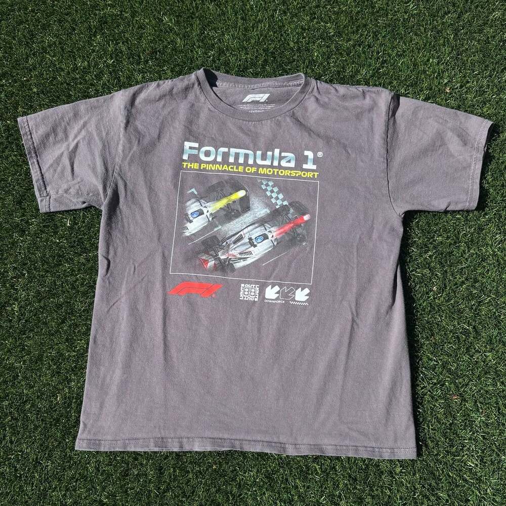 Formula 1 Racecar Graphic Racing T-Shirt Gray *Read description for sizing*
